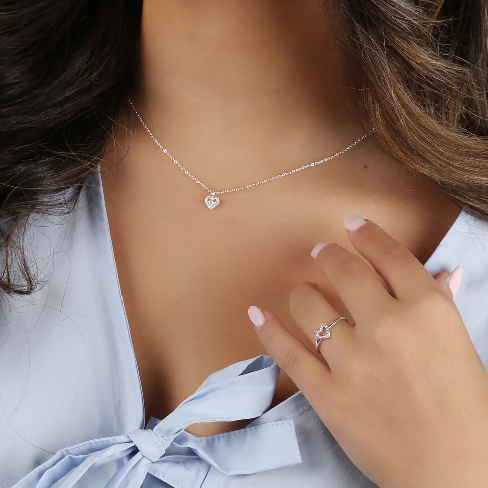 Nisi heart pendant neck 42cm s/clear