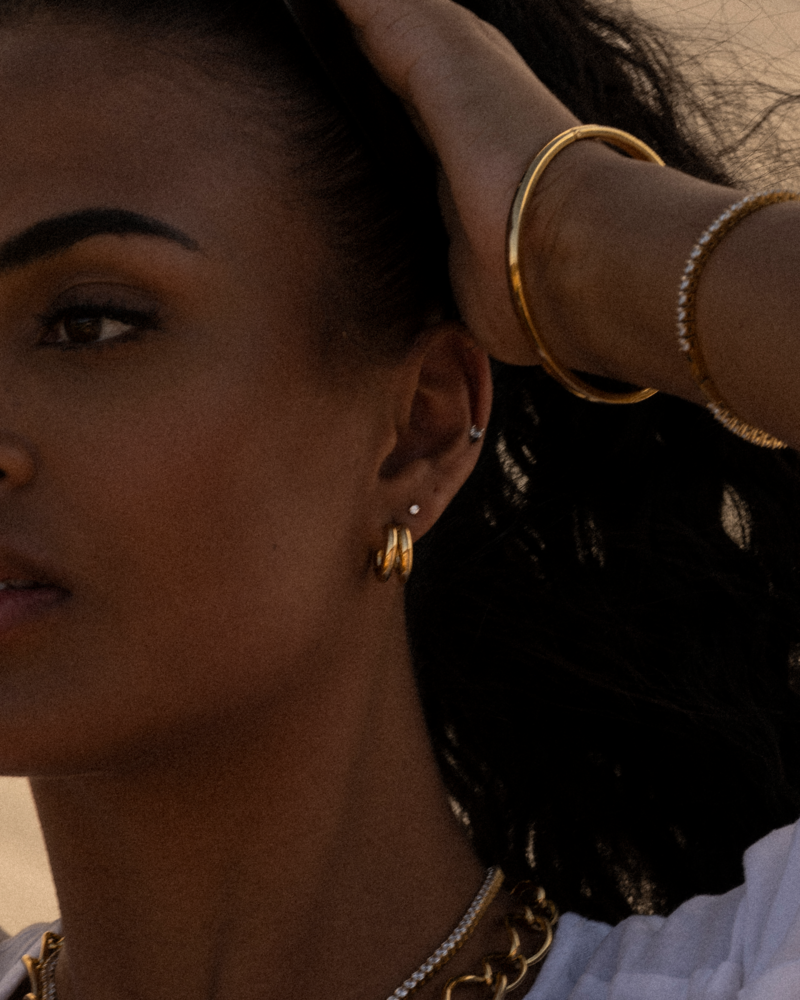 RUBY Double earrings gold