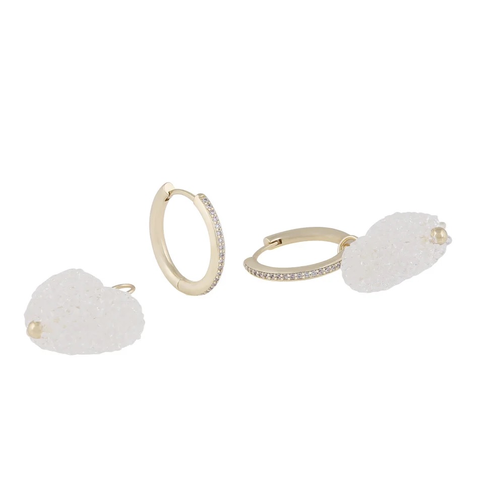 Sugar hearts pendant ear g/clear