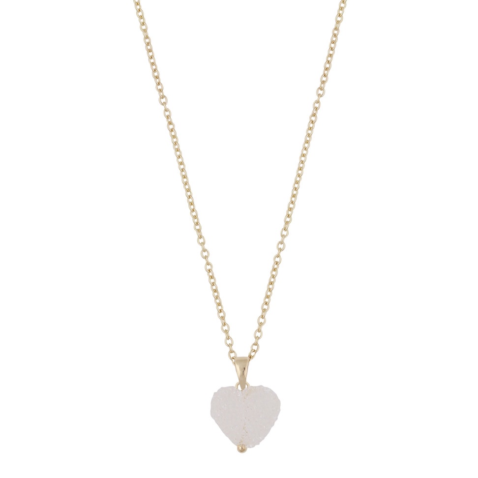 Sugar hearts pendant neck g/clear