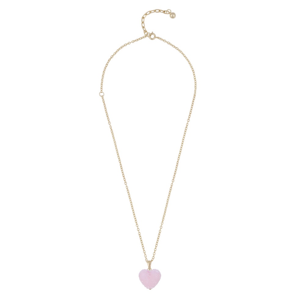 Sugar hearts pendant neck g/light pink