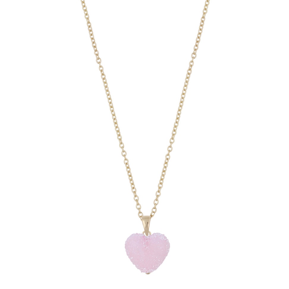 Sugar hearts pendant neck g/light pink