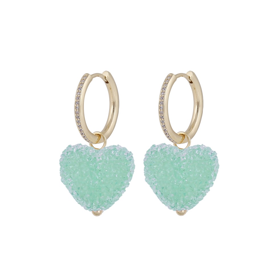 Sugar hearts pendant ear g/turquoise