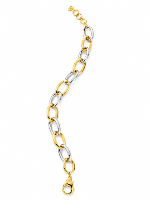 Silverarmband ovala öglor bicolor