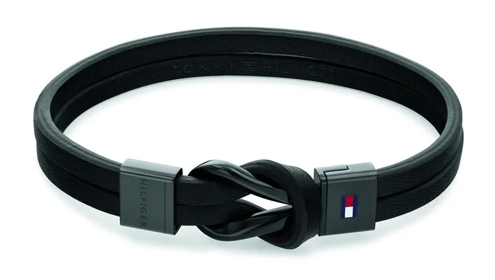 THJ Braided knot black leather bracelet