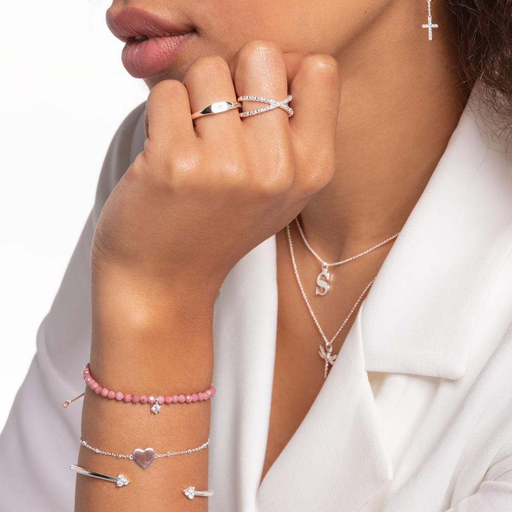 Silverring kulor med stenar