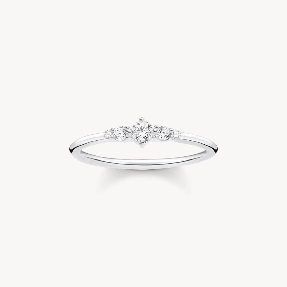 RING VINTAGE VIT CZ #52