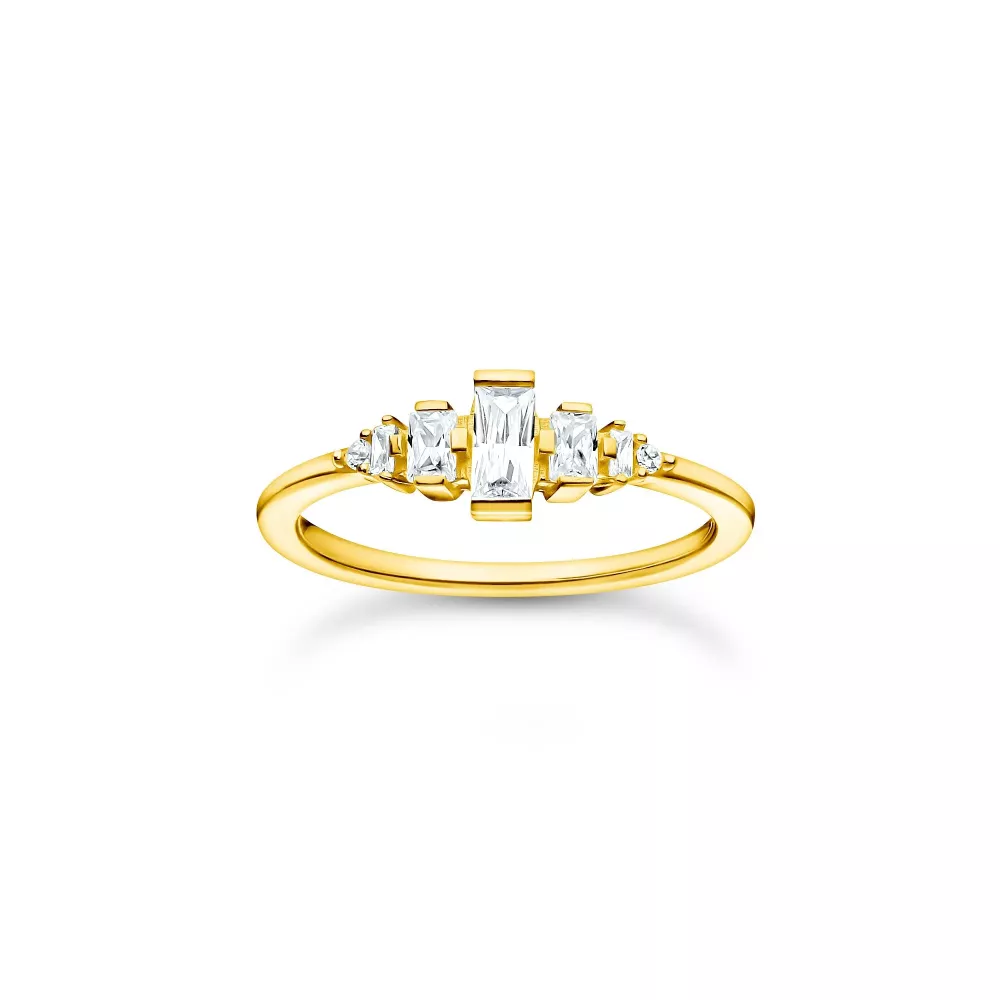 RING VINTAGE WHITE STONES GOLD