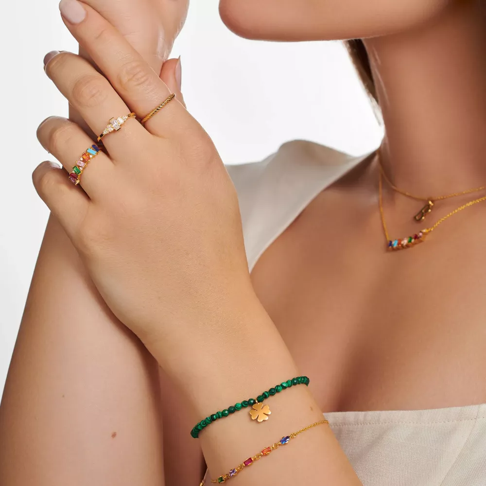 RING VINTAGE WHITE STONES GOLD