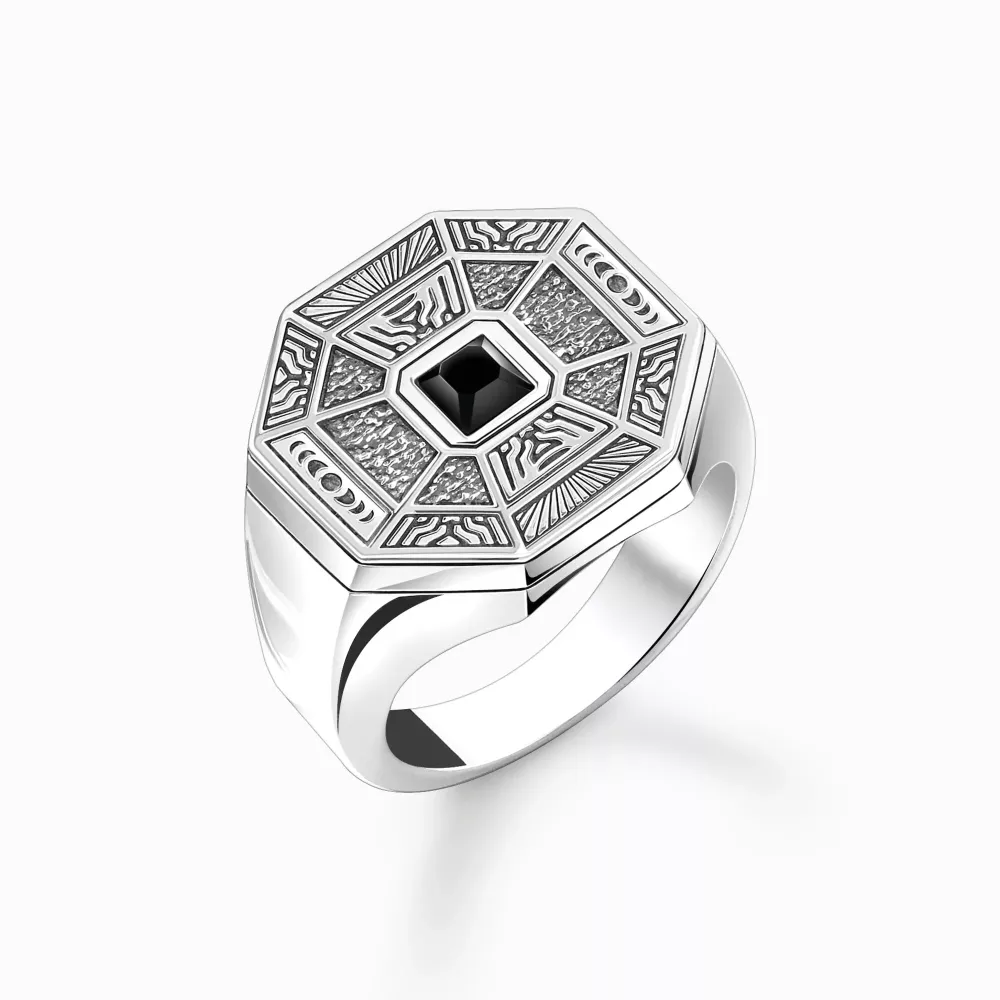 Ring talisman med svarta onyx silver