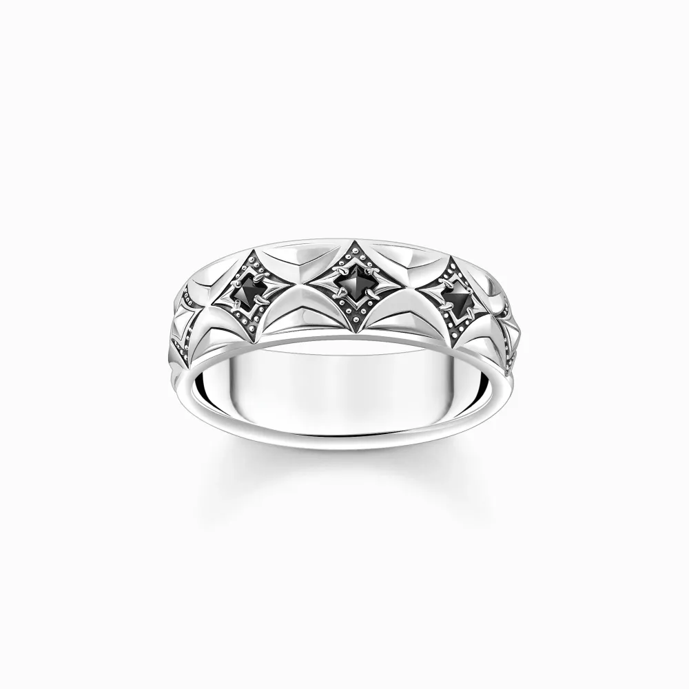 Thomas Sabo rombmönstrad ring svart cz