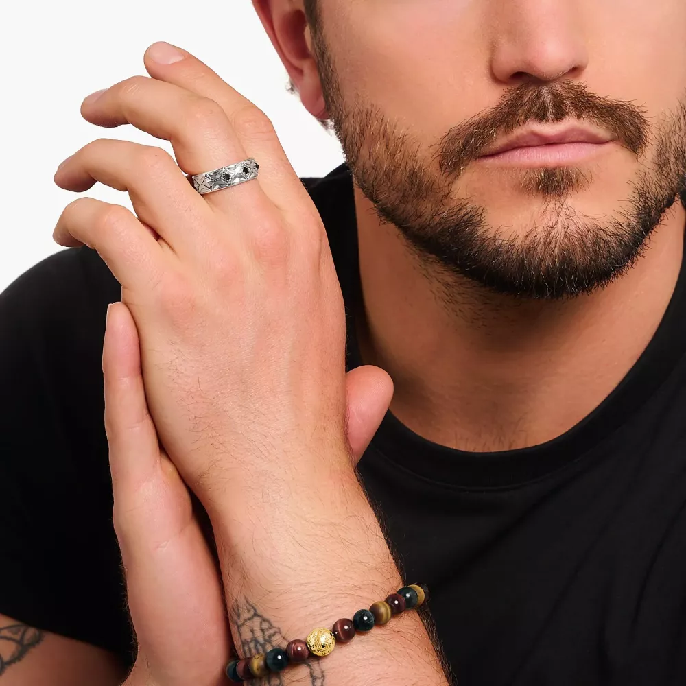 Thomas Sabo rombmönstrad ring svart cz