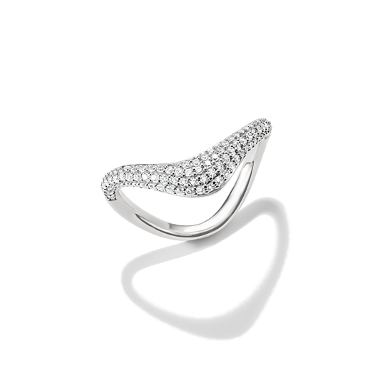 RING MED VIT ZIRKONIA I VÅGFORM fluid elegance