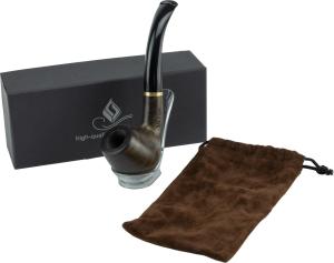 Pipe "Mr Pipe" Bent  9mm filter pipe in Redwood with pipe rack without ring