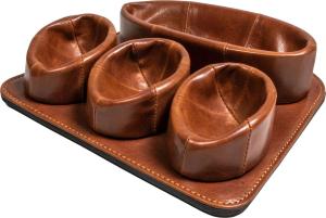 Pipe rack Brown antique leather 3 pipes