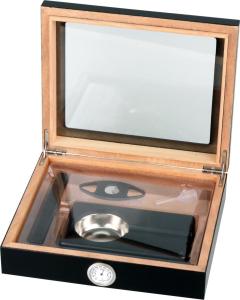 Humidorset svart glastop 15 Cigarrer