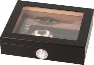 Humidorset svart glastop 15 Cigarrer