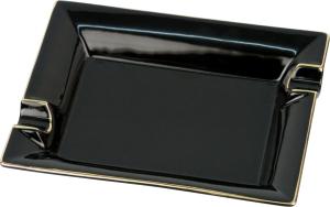 Cigarraskfat porslin svart/guld