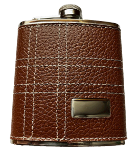 Fickplunta  läderimm. brun med söm 6 oz /180 ml