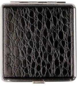 Cigarette etui imm.läder svart croko för 18 cig