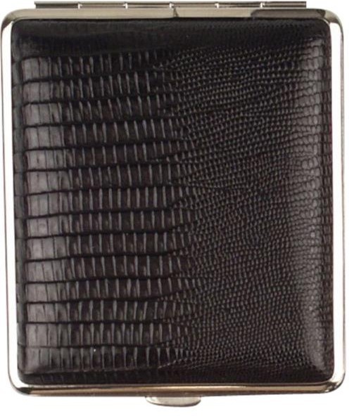 Cigarette case genuine leather black alligator