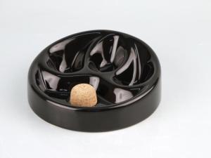 Ashtray ceramic black for 3 pipes