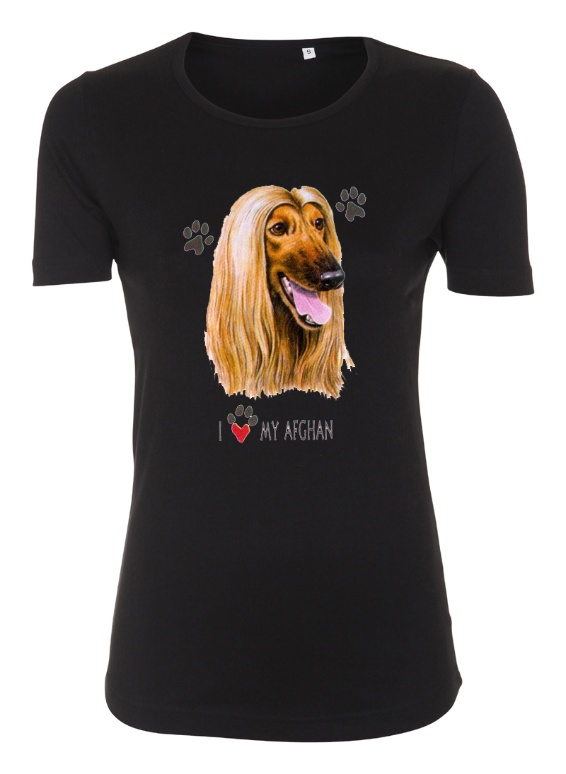 Figursydd t-shirt med Afghanhund