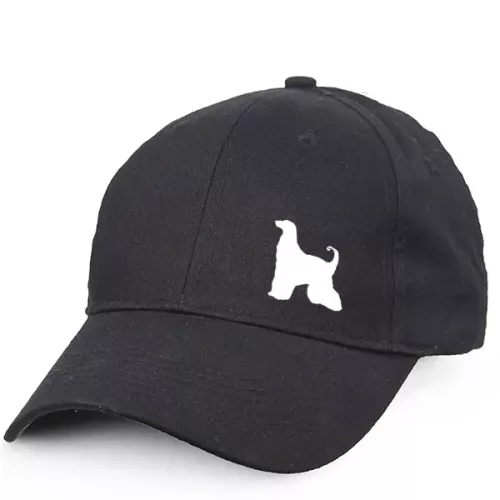 Keps med en Afghanhund