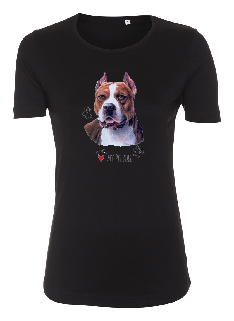 Figursydd T-shirt med American Pit Bull Terrier