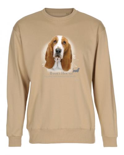 Collegetröja med Basset Hound