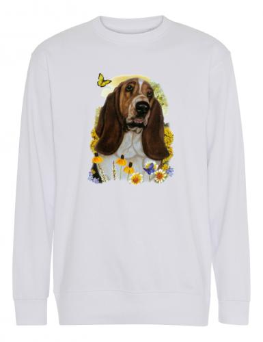 Collegetröja med Basset Hound