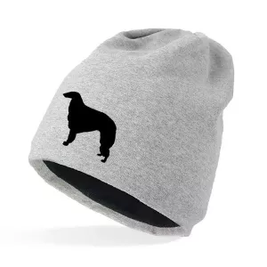 Fleecefodrad Mössa med Borzoi