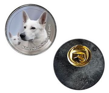 Pin med Vit Herdehund