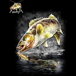 Huvjacka med fiskemotiv