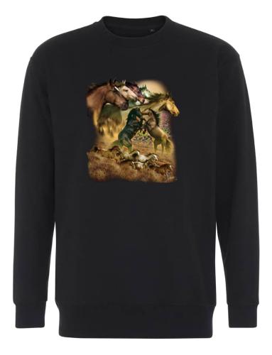 Collegetröja med vildhästcollage