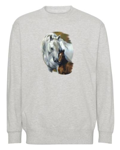 Collegetröja med vit häst o brunt föl