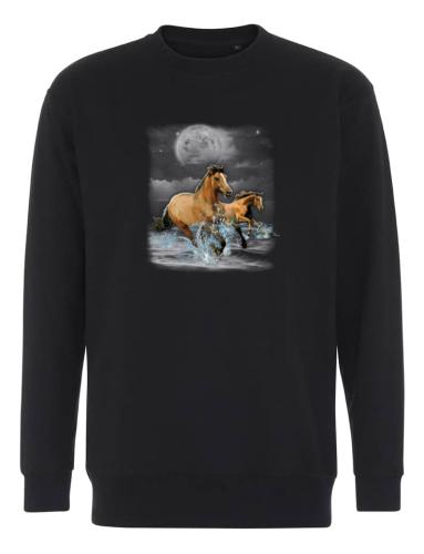 Collegetröja med springande bruna hästar