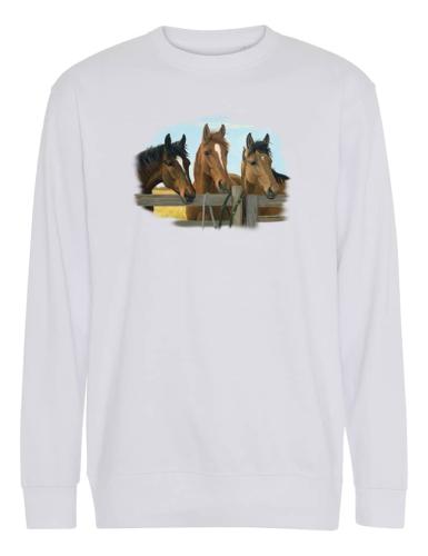 Collegetröja med tre hästar