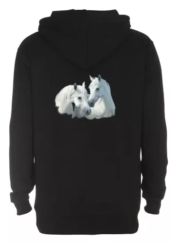 Huvjacka med två vita hästar