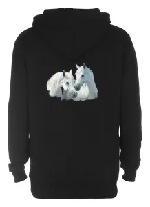 Huvjacka med två vita hästar