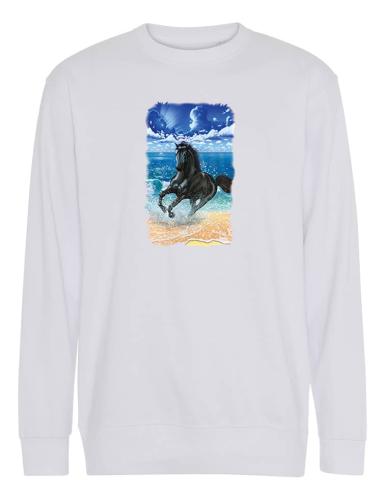Collegetröja med en svart häst