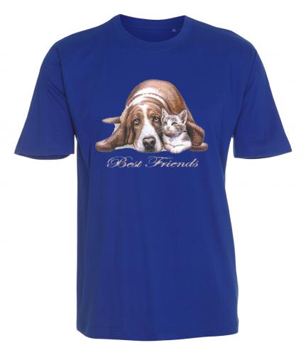 T-shirt med Basset och Kattunge