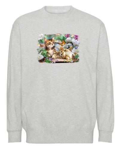 Collegetröja med lekande kattungar