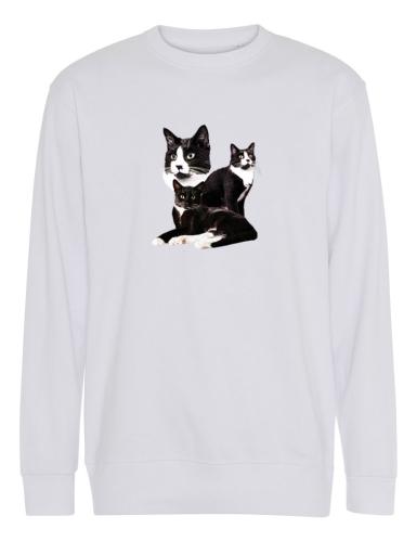 Collegetröja med svartvit Katt