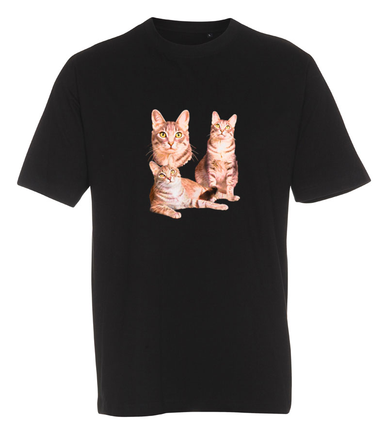 T-shirt med ett motiv av en orange katt