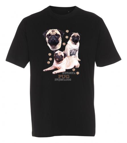 T-shirt med Mops storlek 8-10 år