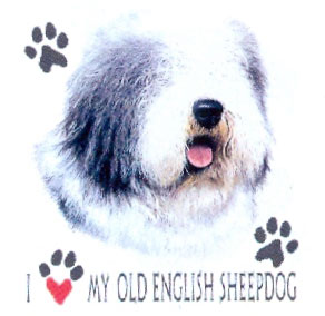 T-shirt med Old English Sheepdog