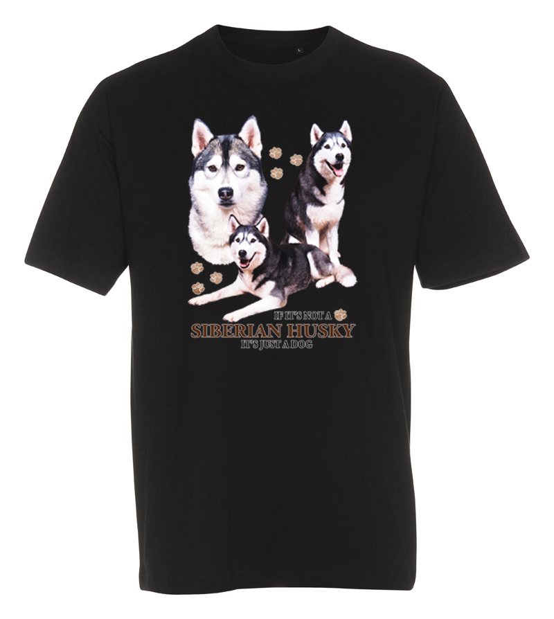 T-shirt med Siberian Husky