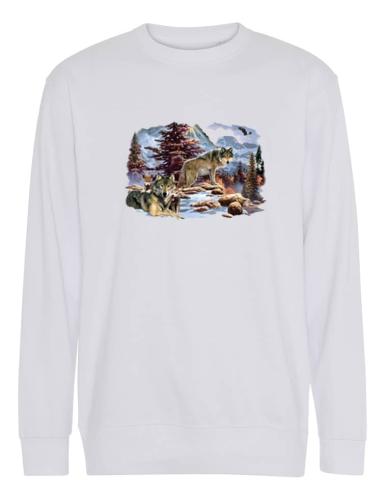 Collegetröja med Vargar i bergslandskap