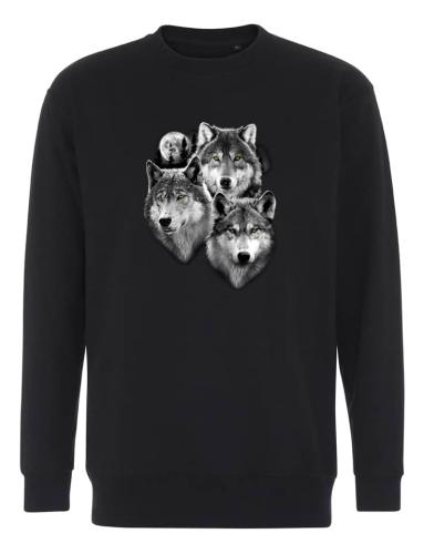 Collegetröja med tre vargansikten